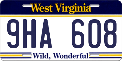 WV license plate 9HA608