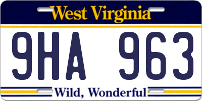 WV license plate 9HA963