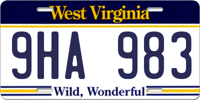 WV license plate 9HA983