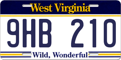 WV license plate 9HB210