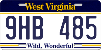 WV license plate 9HB485