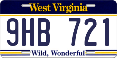 WV license plate 9HB721