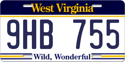 WV license plate 9HB755