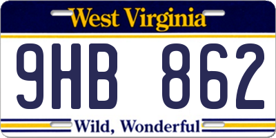 WV license plate 9HB862