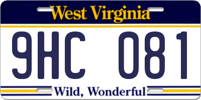 WV license plate 9HC081