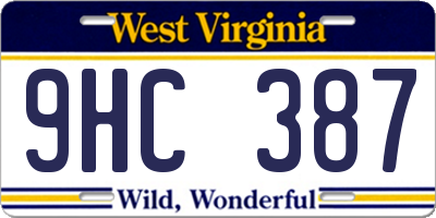 WV license plate 9HC387