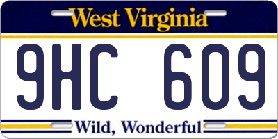 WV license plate 9HC609