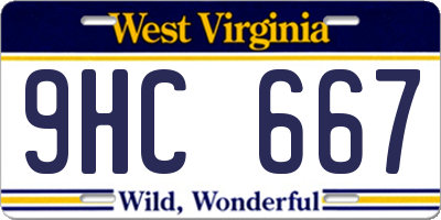 WV license plate 9HC667
