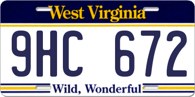 WV license plate 9HC672