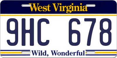 WV license plate 9HC678