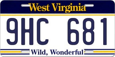 WV license plate 9HC681