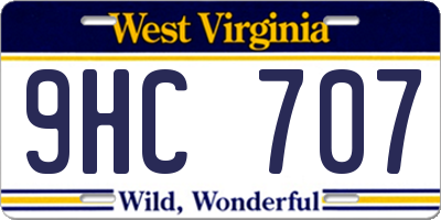WV license plate 9HC707
