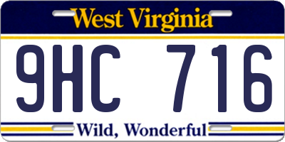 WV license plate 9HC716