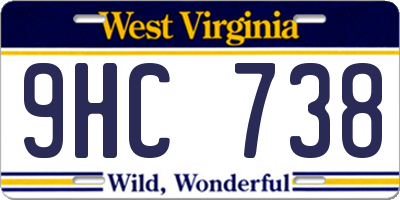 WV license plate 9HC738