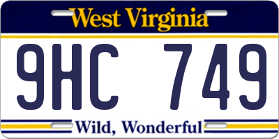 WV license plate 9HC749
