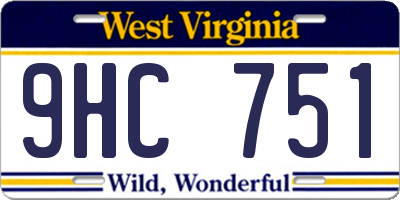 WV license plate 9HC751