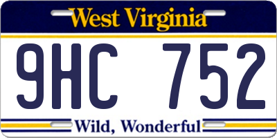 WV license plate 9HC752