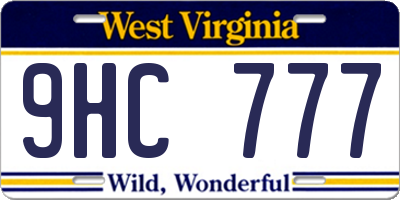 WV license plate 9HC777