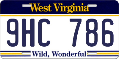 WV license plate 9HC786