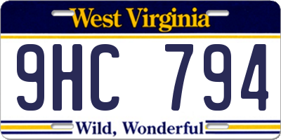 WV license plate 9HC794