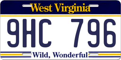 WV license plate 9HC796