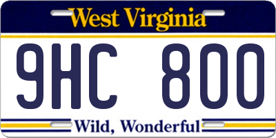 WV license plate 9HC800