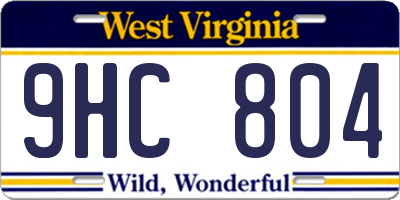 WV license plate 9HC804
