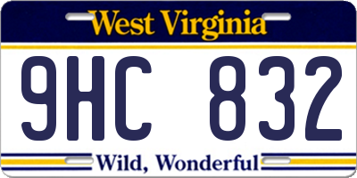 WV license plate 9HC832