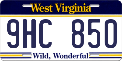 WV license plate 9HC850