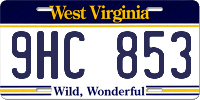 WV license plate 9HC853