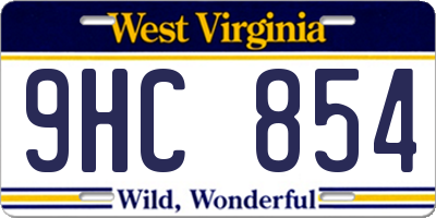WV license plate 9HC854