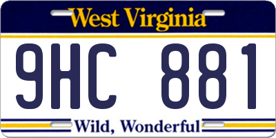 WV license plate 9HC881