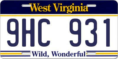 WV license plate 9HC931