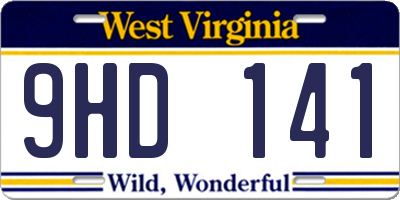 WV license plate 9HD141