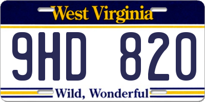 WV license plate 9HD820