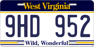 WV license plate 9HD952