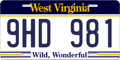 WV license plate 9HD981