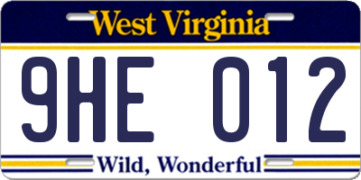 WV license plate 9HE012