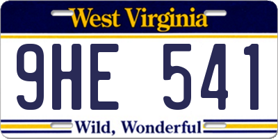 WV license plate 9HE541