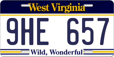WV license plate 9HE657