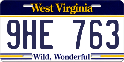 WV license plate 9HE763