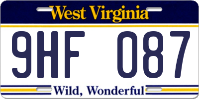 WV license plate 9HF087