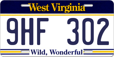 WV license plate 9HF302