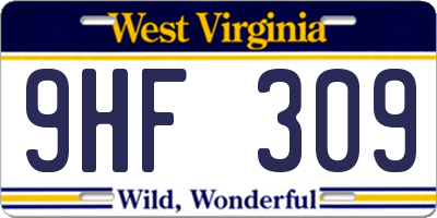 WV license plate 9HF309