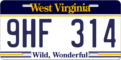 WV license plate 9HF314