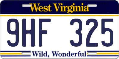 WV license plate 9HF325