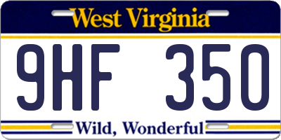WV license plate 9HF350