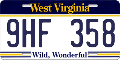 WV license plate 9HF358