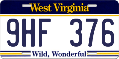 WV license plate 9HF376
