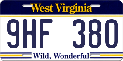 WV license plate 9HF380